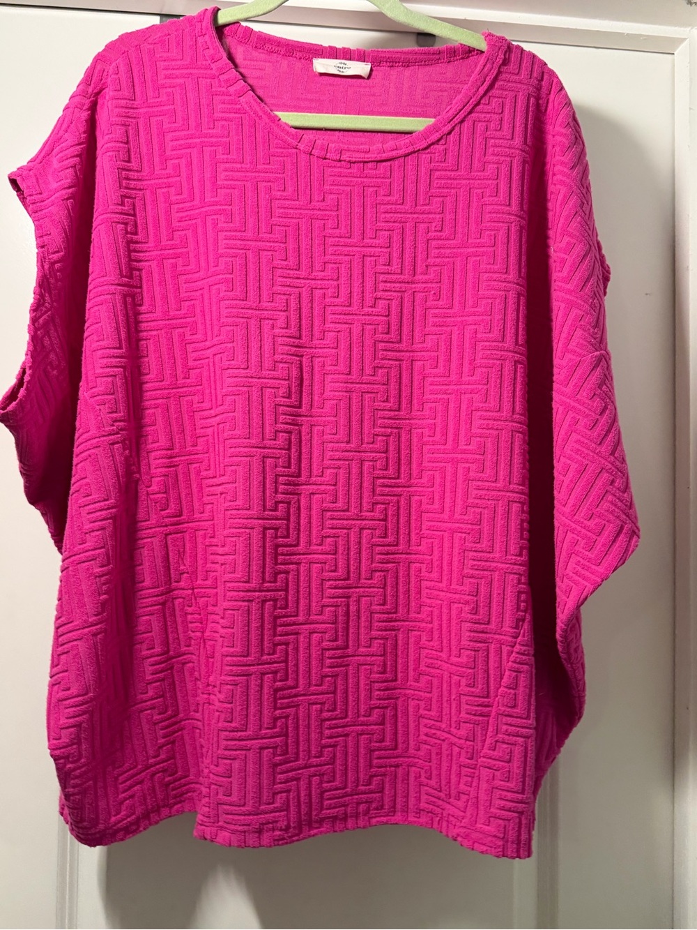 Women’s Entro Bright Pink Textured Women’s Top size lg